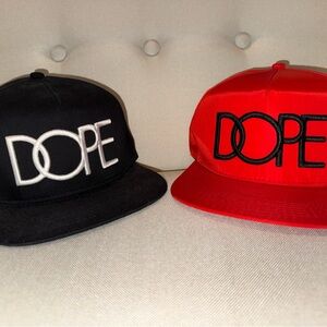 DOPE Black and Red Snapback Hats